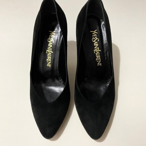 Vintage YSL Black LeatherPumps Heels Women's Sz 6M Made in Italy - Picture 3 of 7